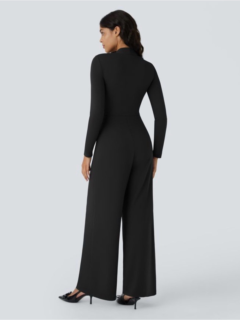 Small NWT Long Sleeve Pocket Wide Leg Jumpsuit-Easy Peezy Halara - Picture 2 of 7
